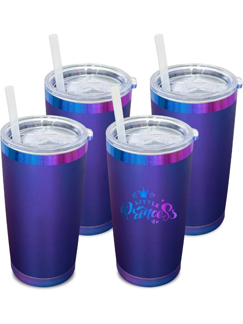 20 oz Stainless Steel Tumblers with Lids & Straws - Bulk Set for Drinks